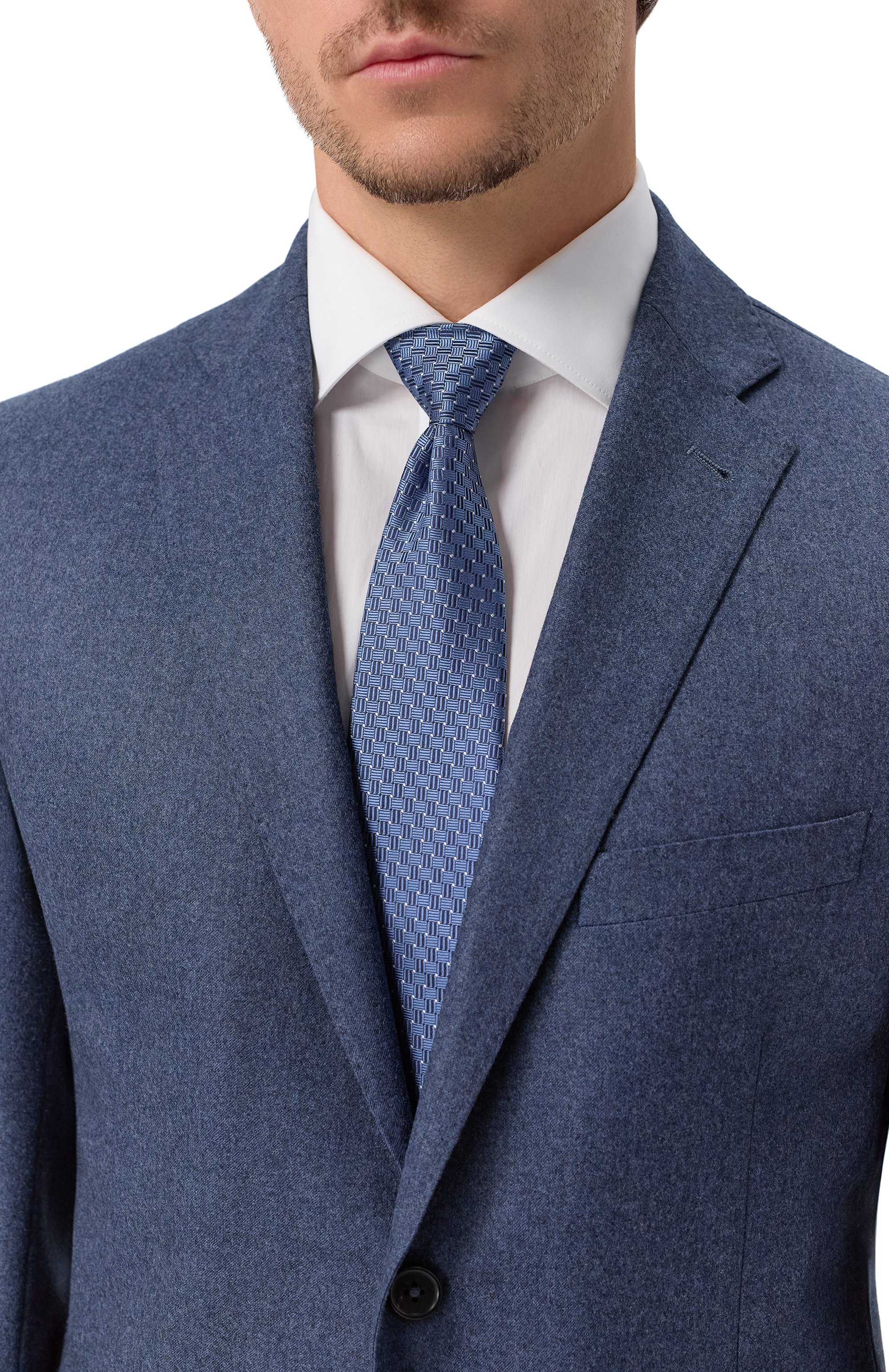 Шелковый галстук CANALI голубого цвета по цене 21450 руб., арт. 18/HJ04531, фото 2 Шелковый галстук CANALI, арт. 18/HJ04531, фото 2