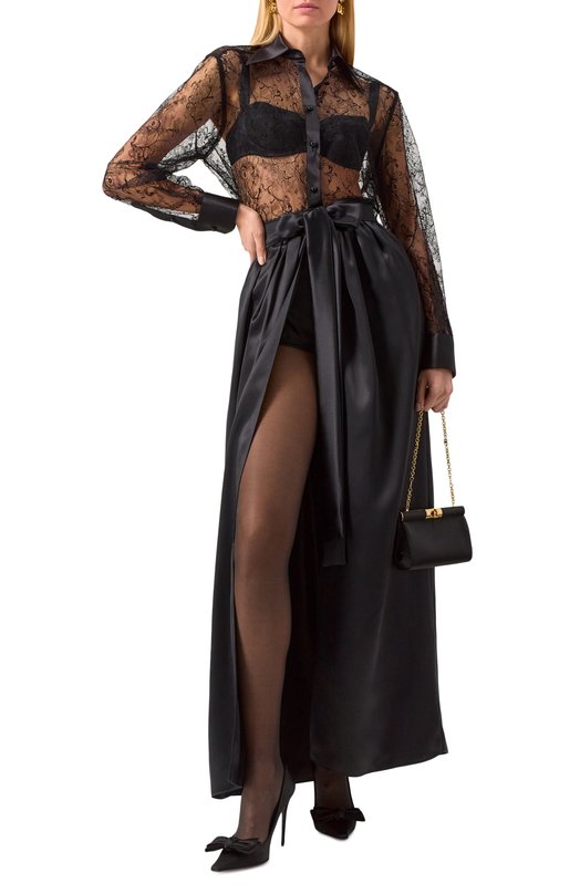 Блузка из вискозы и шелка Dolce & Gabbana F5R86T/HLM90 Чёрный  F5R86T/HLM90 Фото 2