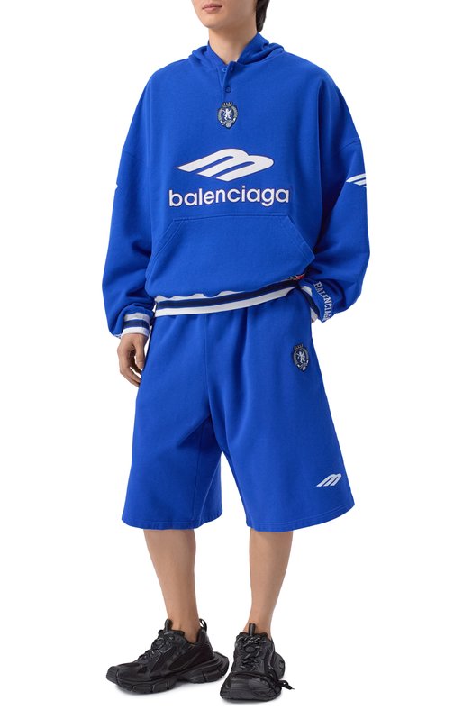 Хлопковые шорты Balenciaga 857084/TTVQ8 Синий  857084/TTVQ8 Фото 2