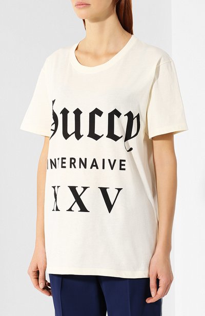 Хлопковая футболка с круглым вырезом и принтом GUCCI, арт. 492347/X3P07, фото 3