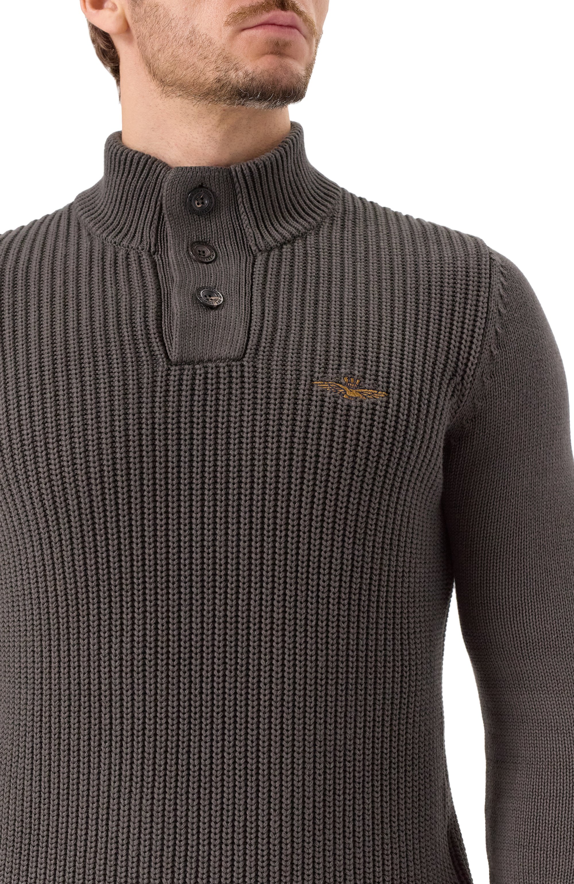 Хлопковый свитер AERONAUTICA MILITARE темно-серого цвета по цене 20800 руб., арт. MA1572UL00409, фото 5 Хлопковый свитер AERONAUTICA MILITARE, арт. MA1572UL00409, фото 5