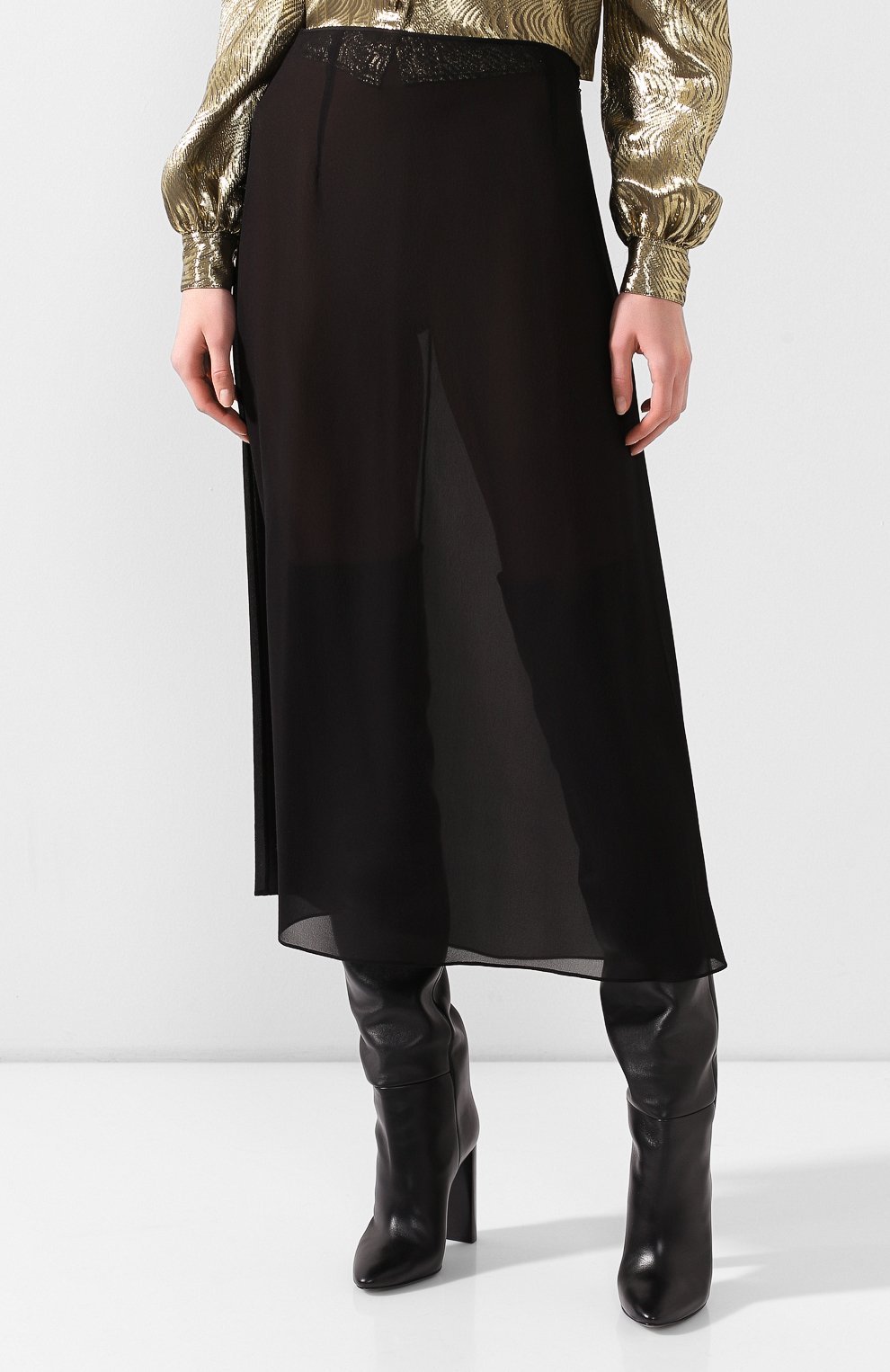Шелковая юбка SAINT LAURENT, арт. 623880/Y059R, фото 3