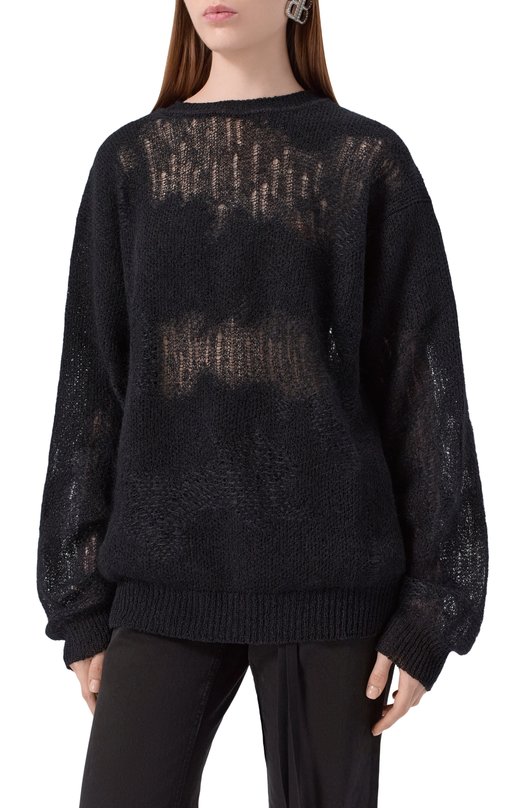 Свитер из шерсти и шелка Ann Demeulemeester B0013196/KN070 Чёрный  B0013196/KN070 Фото 3