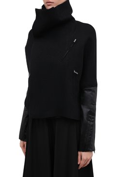 Женская куртка из хлопка и шерсти RICK OWENS черного цвета, арт. RP20F2701/WCFQLX | Фото 4 (Рукава: Длинные; Длина (верхняя одежда): Короткие; Материал внешний: Хлопок, Шерсть; Материал подклада: �Вискоза; Кросс-КТ: Куртка, Легкие; Драгоценные камни: Проставлено; Материал сплава: Проставлено)