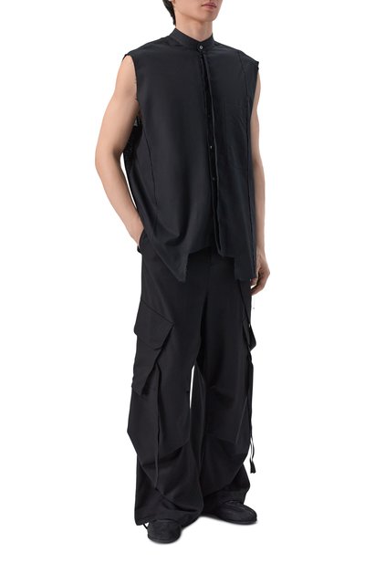 Комбинированная рубашка ISABEL BENENATO черного цвета по цене 75300 руб., арт. UW62S26, фото 2 Комбинированная рубашка ISABEL BENENATO, арт. UW62S26, фото 2