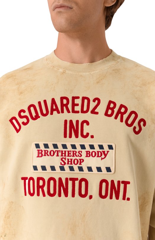 Хлопковый свитшот Dsquared2 S74GU0900/S25030 Бежевый  S74GU0900/S25030 Фото 5