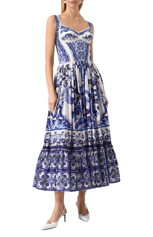 Хлопковое платье Dolce & Gabbana F6AEIT/HH5A1 Синий  F6AEIT/HH5A1 Фото 3