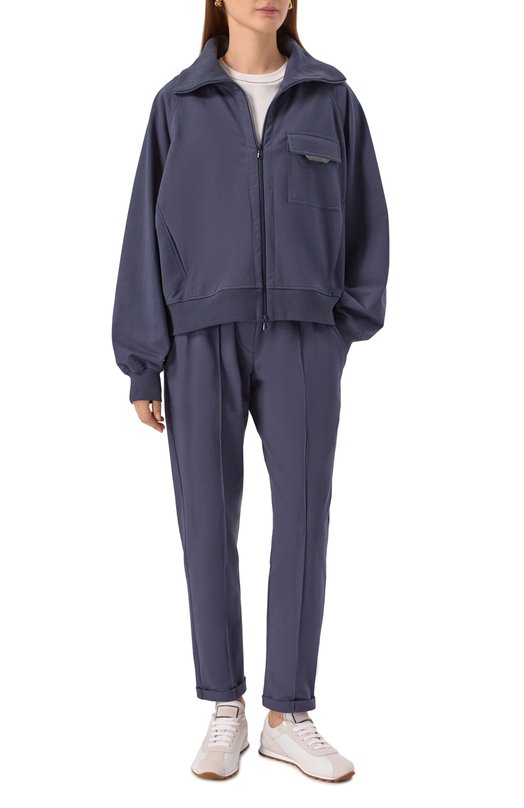 Хлопковые брюки Brunello Cucinelli MH827FB799 Синий  MH827FB799 Фото 2