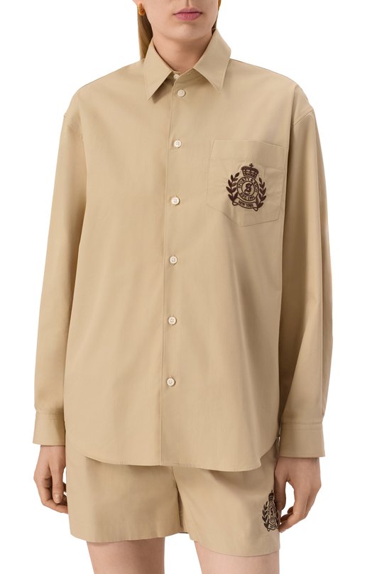 Хлопковая рубашка Sporty and Rich SI006612241BE22 Бежевый  SI006612241BE22 Фото 3