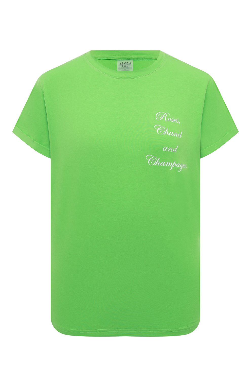 Хлопковая футболка SEVEN LAB зеленого цвета по цене 8190 руб., арт. T RCC-01 pale green, фото 1 Хлопковая футболка SEVEN LAB, арт. T RCC-01 pale green, фото 1