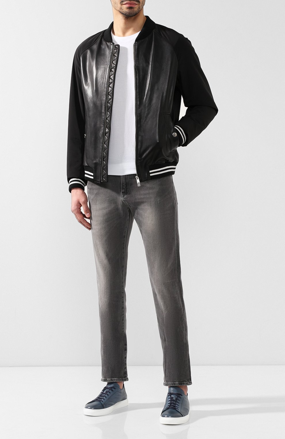 Кожаный бомбер BOSS черного цвета по цене 53500 руб., арт. 50398818, фото 2 Кожаный бомбер BOSS, арт. 50398818, фото 2