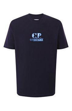 Мужская хлопковая футболка C.P. COMPANY темно-синего цвета, арт. 18CMTS143A006586W | Фото 1 (Материал внешний: Хлопок; Рукава: Короткие; Материал сплава: Проставлено; Драгоценные камни: Проставлено; Длина (для топов): Стандартные; Принт: С принтом; Стили: Кэжуэл; Мужское Кросс-КТ: Футболка-одежда; Кросс-КТ: Джерси)