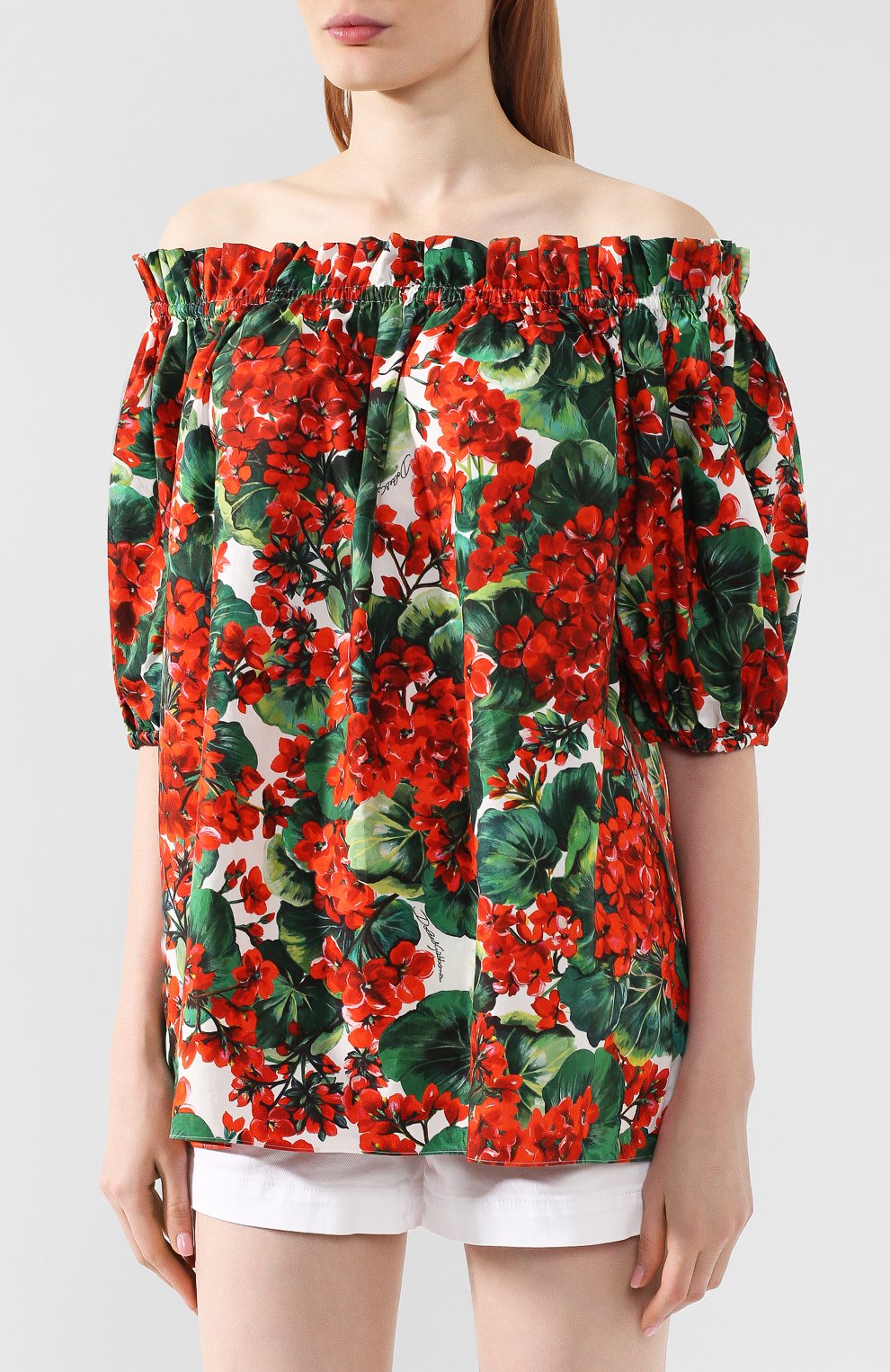 Хлопковый топ DOLCE & GABBANA красного цвета по цене 67950 руб., арт. F71J7T/HS5CL, фото 3 Хлопковый топ DOLCE & GABBANA, арт. F71J7T/HS5CL, фото 3