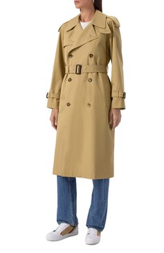 Женский хлопковый тренч BURBERRY бежевого цвета, арт. 8104711 | Фото 3 (Материал подклада: Хлопок; Рукава: Длинные; Материал внешний: Хлопок; Длина (верхняя одежда): Длинные; Стили: Классический; Кросс-КТ: Куртка)