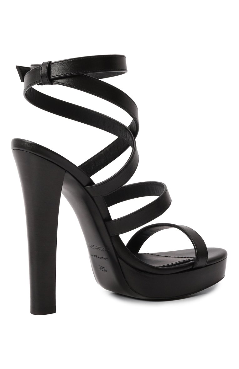 Женские кожаные босоножки lock yourself DSQUARED2 черного цвета, арт. HSW0257/01500001 | Фото 5 (Материал внешний: Натуральная кожа; Материал внутренний: Натуральная кожа; Каблук высота: Высокий; Подошва: Платформа; Каблук тип: Шпилька)