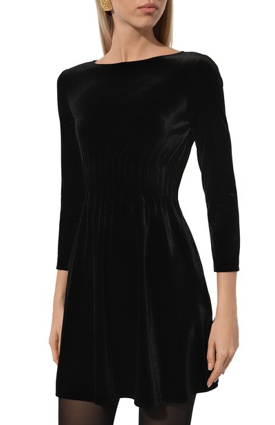 Бархатное платье EMPORIO ARMANI черного цвета по цене 37550 руб., арт. 6D2A6A/2JVZZ, фото 3 Бархатное платье EMPORIO ARMANI, арт. 6D2A6A/2JVZZ, фото 3