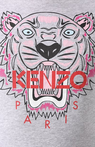 Хлопковая футболка KENZO серого цвета по цене 13050 руб., арт. 2TS7214YB, фото 5 Хлопковая футболка KENZO, арт. 2TS7214YB, фото 5