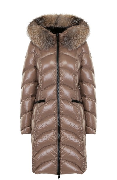 Женский стеганый пуховик с меховой отделкой капюшона MONCLER, арт. C2-093-49980-25-68950