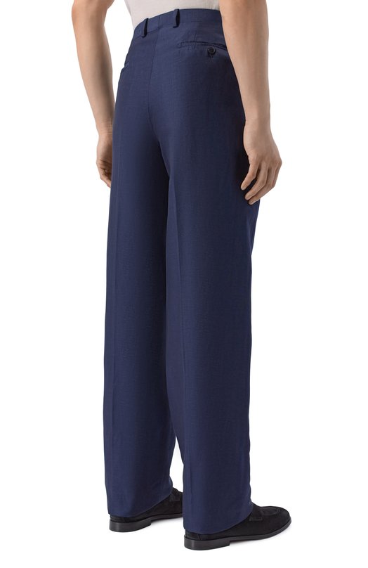 Брюки из шерсти и льна Brioni RP2D0L/P1A0L Синий  RP2D0L/P1A0L Фото 4