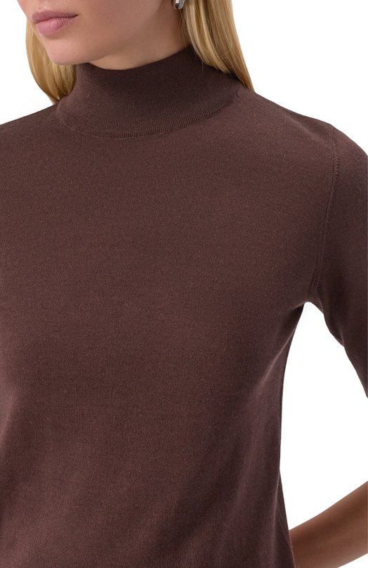 Водолазка из кашемира и шелка Brunello Cucinelli M13800004P Коричневый  M13800004P Фото 5