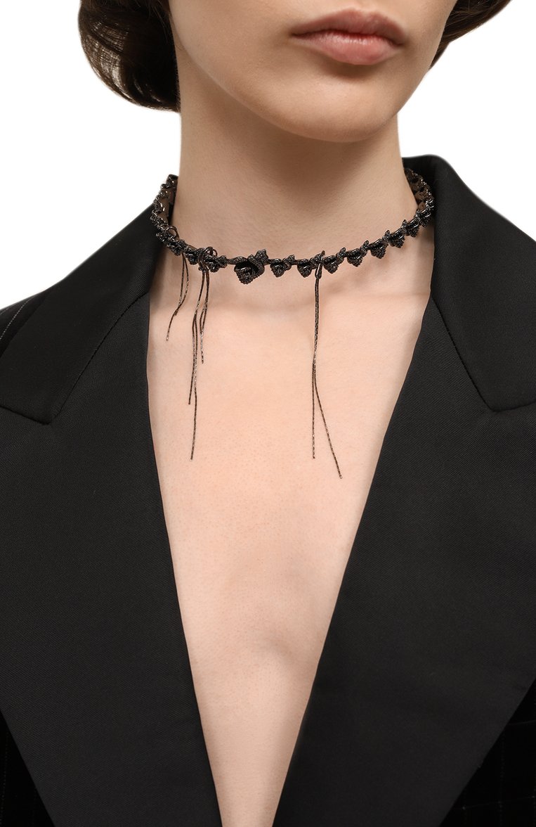 Женское колье CAVIAR JEWELLERY черного цвета, арт. SG016B | Фото 2 (Нос: Не проставлено; Региональные ограничения белый список (Axapta Mercury): Не проставлено; Материал: Металл)