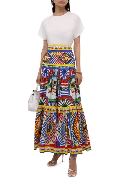 Хлопковая юбка DOLCE & GABBANA разноцветного цвета по цене 120500 руб., арт. F4A8QT/GDS11, фото 2 Хлопковая юбка DOLCE & GABBANA, арт. F4A8QT/GDS11, фото 2