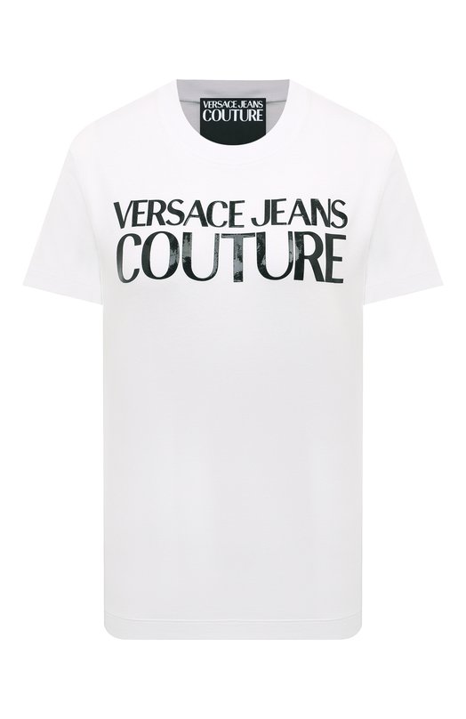 Хлопковая футболка Versace Jeans Couture 77HAHE09/CJ00E Белый 77HAHE09/CJ00E
