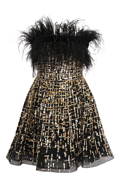 Женское платье с отделкой перьями ZUHAIR MURAD, арт. DRF21002/EMGT001