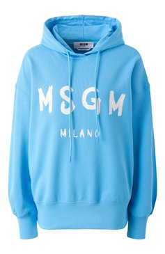 Женский хлопковое худи MSGM голубого цвета, арт. 3841MDM515/257000 | Фото 1 (Материал сплава: Проставлено; Длина (для топов): Стандартные; Драгоценные камни: Проставлено; Рукава: Длинные; Женское Кросс-КТ: Худи-одежда; Стили: Спорт-шик; Материал внешний: Хлопок)