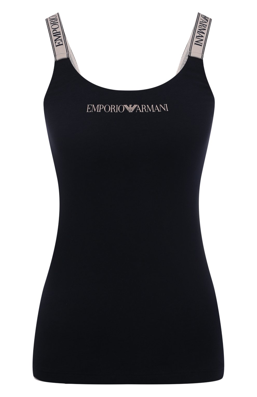 Хлопковая майка EMPORIO ARMANI темно-синего цвета по цене 5995 руб., арт. 164237/1A227, фото 1 Хлопковая майка EMPORIO ARMANI, арт. 164237/1A227, фото 1