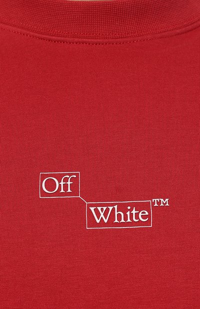 Хлопковый лонгслив OFF-WHITE красного цвета по цене 43950 руб., арт. 0MAB087F23JER001, фото 5 Хлопковый лонгслив OFF-WHITE, арт. 0MAB087F23JER001, фото 5