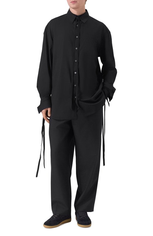 Хлопковая рубашка Ann Demeulemeester B0013483/FA026 Чёрный  B0013483/FA026 Фото 2