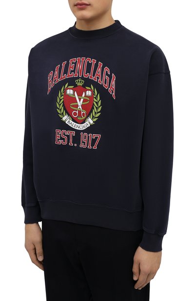 Хлопковый свитшот BALENCIAGA синего цвета по цене 111000 руб., арт. 676629/TLV90, фото 3 Хлопковый свитшот BALENCIAGA, арт. 676629/TLV90, фото 3