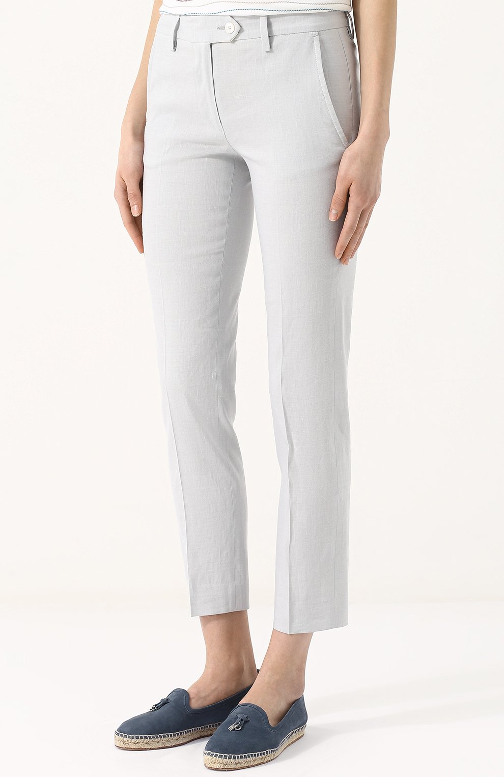 Укороченные брюки из смеси льна и вискозы KITON, арт. D38103K09G55, фото 3