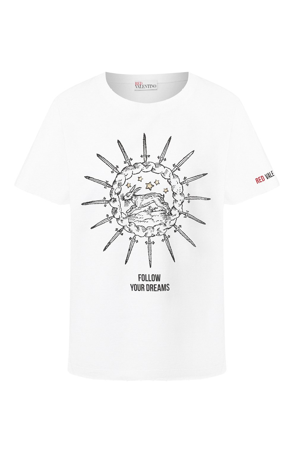Хлопковая футболка REDVALENTINO белого цвета по цене 13200 руб., арт. TR3MG04A/4V3, фото 1 Хлопковая футболка REDVALENTINO, арт. TR3MG04A/4V3, фото 1
