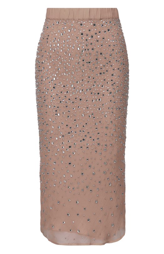 Шелковая юбка с отделкой стразами Albus Lumen AL.RT26.SKIRT01 Бежевый AL.RT26.SKIRT01