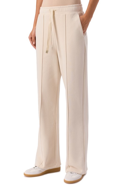Хлопковые брюки Weekend Max Mara F0LK Кремовый  F0LK Фото 3