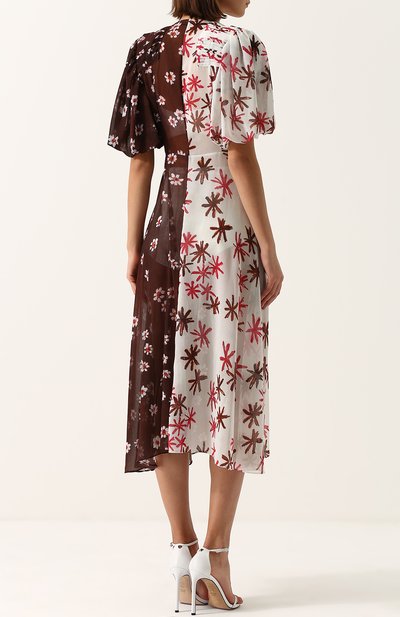 Приталенное шелковое платье-миди с принтом TATA NAKA разноцветного цвета по цене 99300 руб., арт. TN20009/PRINT GE0RGETTE, фото 4 Приталенное шелковое платье-миди с принтом TATA NAKA, арт. TN20009/PRINT GE0RGETTE, фото 4