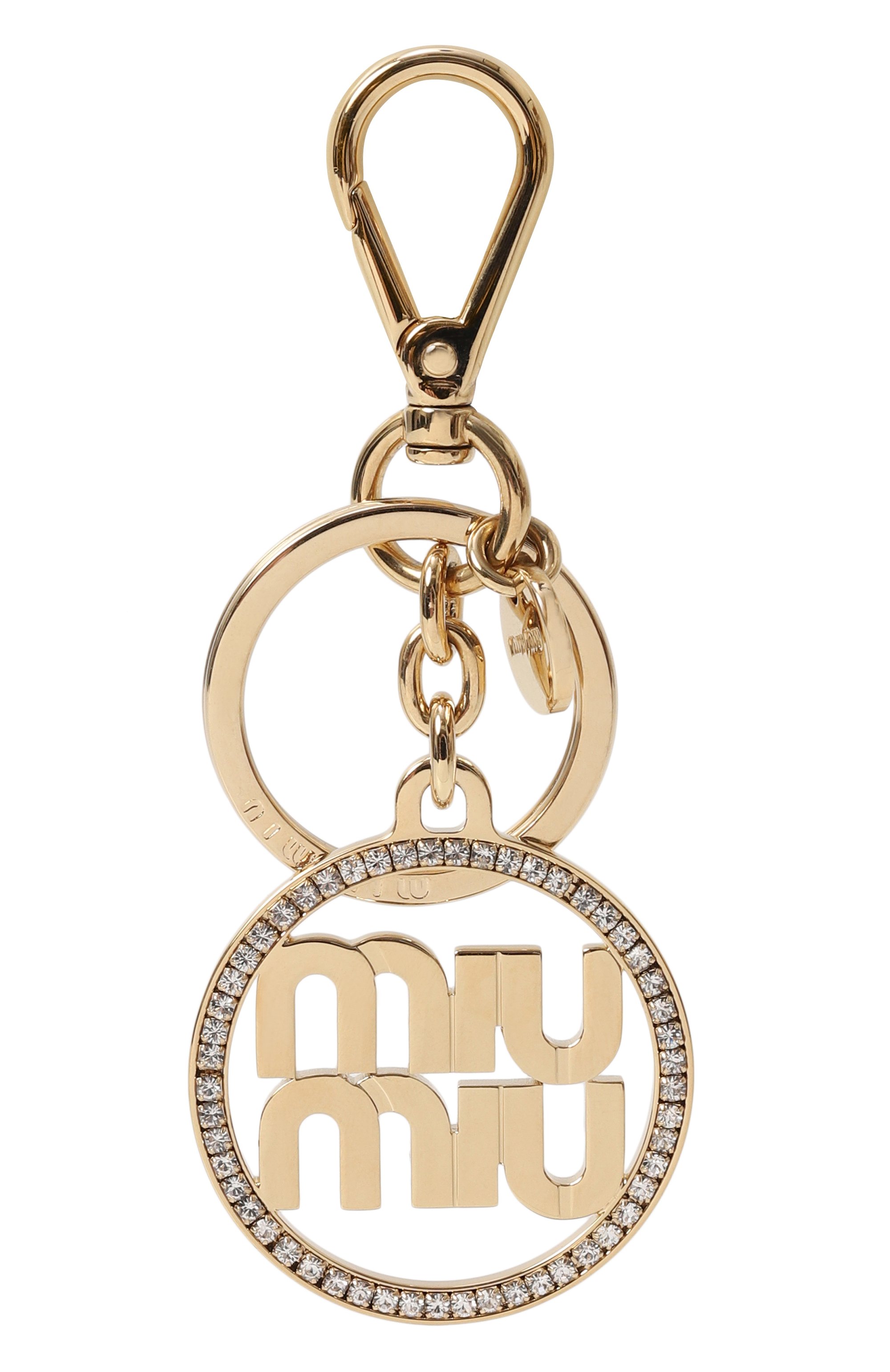 Брелок MIU MIU золотого цвета по цене 37000 руб., арт. 5PM027-2F4B-F0NXA, фото 1 Брелок MIU MIU, арт. 5PM027-2F4B-F0NXA, фото 1