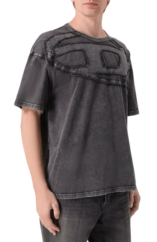 Хлопковая футболка Diesel A19545/0HGBX Серый  A19545/0HGBX Фото 3