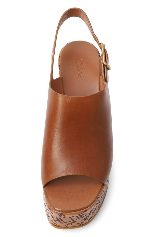 Кожаные босоножки Maxime Chloé CHC25U10GLU Коричневый  CHC25U10GLU Фото 6