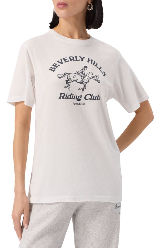 Хлопковая футболка Sporty and Rich T0089626255WH01 Белый  T0089626255WH01 Фото 3
