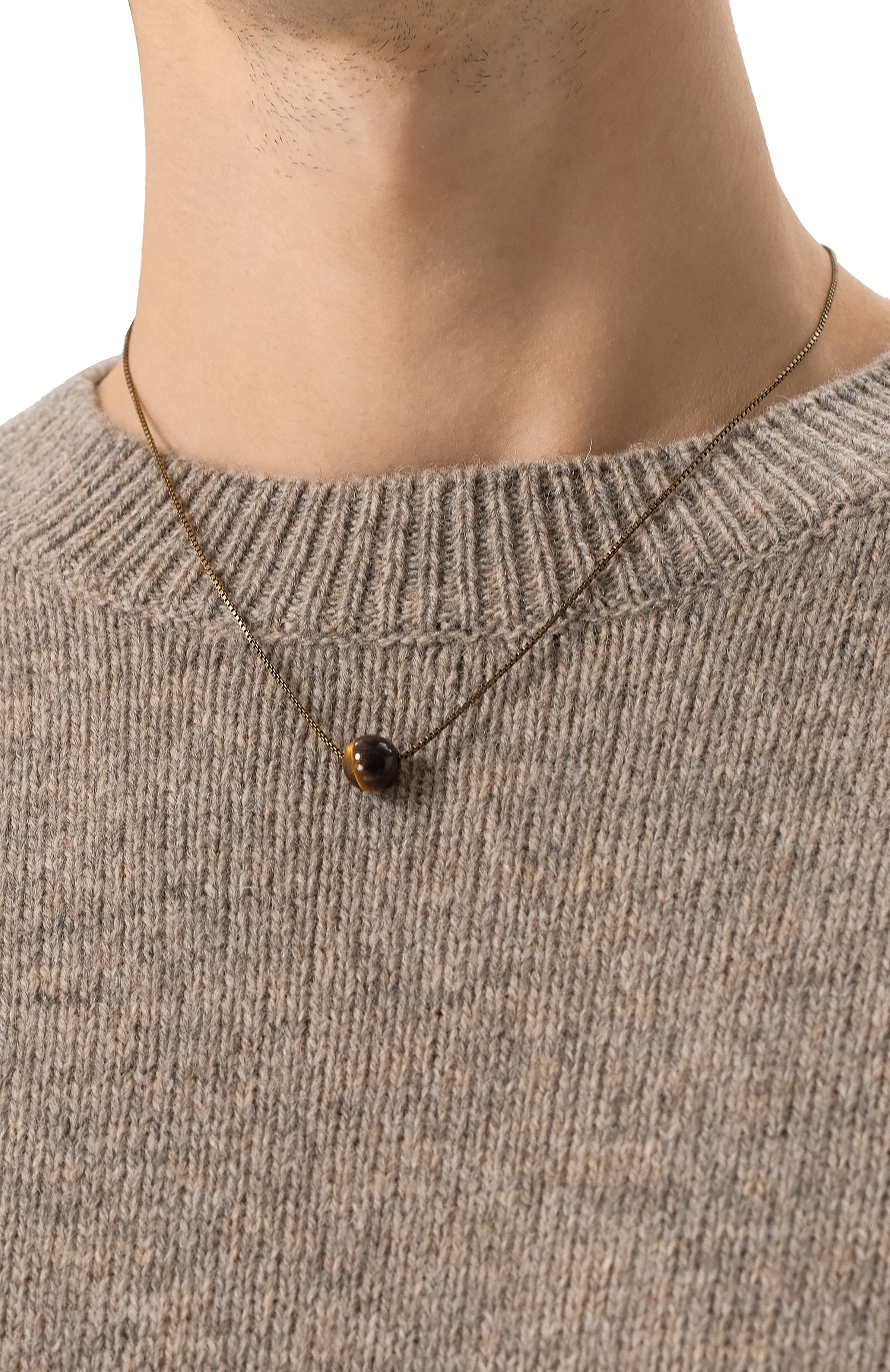 Кулон на цепочке DRIES VAN NOTEN, арт. 242-028218-092/G0LD/TIGER`S EYE, фото 2