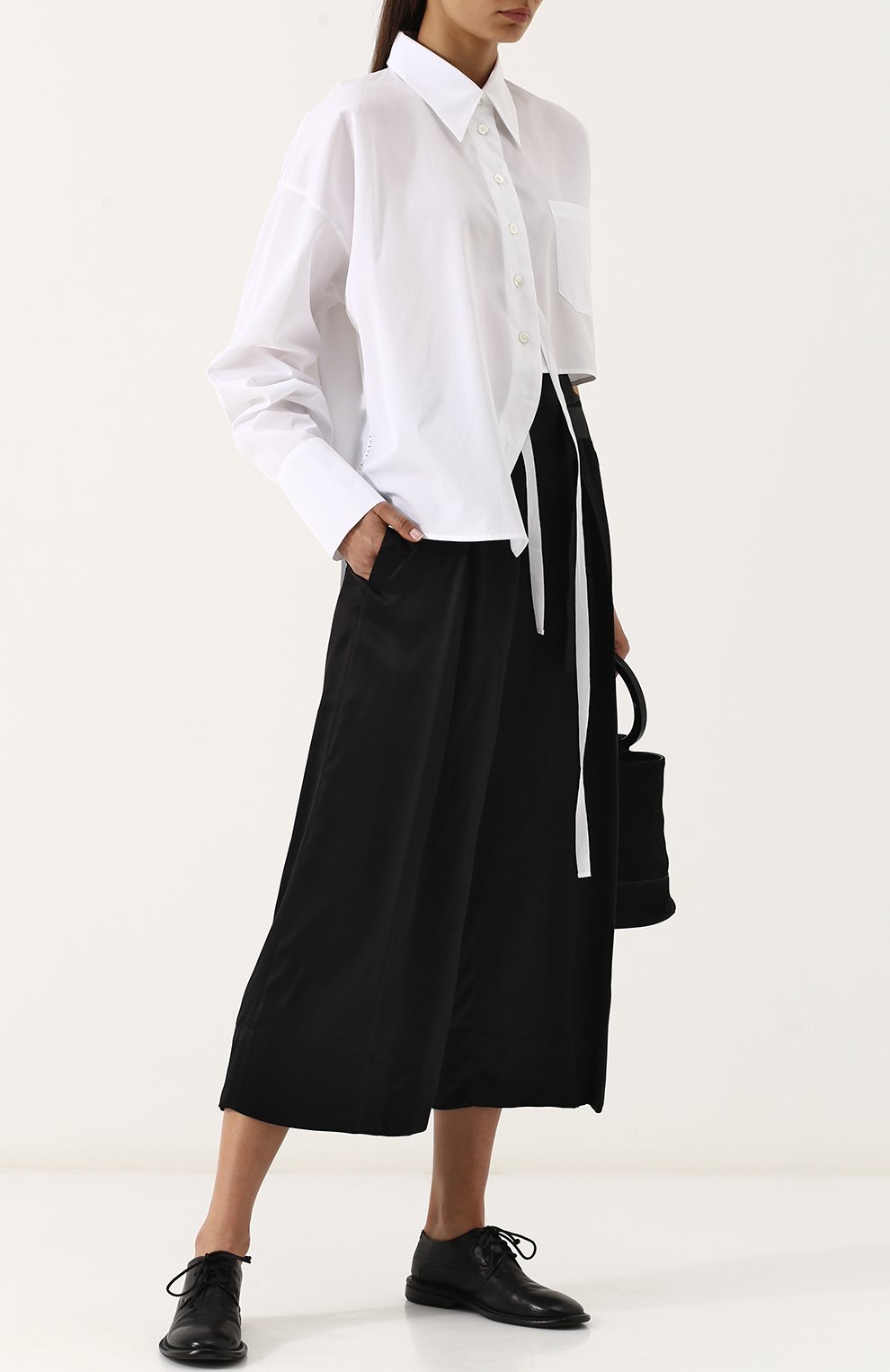 Однотонная хлопковая блуза асимметричного кроя ANN DEMEULEMEESTER, арт. 1801-2022-128-001, фото 2
