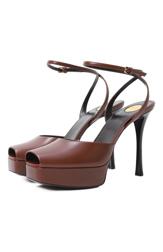 Кожаные босоножки La Scandale Saint Laurent 823500/AACSQ Коричневый 823500/AACSQ