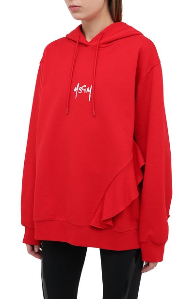 Хлопковое худи MSGM красного цвета по цене 25700 руб., арт. 2941MDM78 207799, фото 3 Хлопковое худи MSGM, арт. 2941MDM78 207799, фото 3