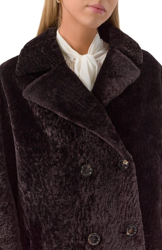 Дубленка из овчины manzoni24 25M1213-S23N Коричневый  25M1213-S23N Фото 5