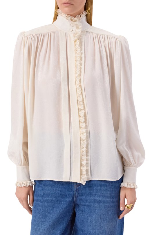 Шелковая блузка Chloé CH25WHT40323 Бежевый  CH25WHT40323 Фото 3