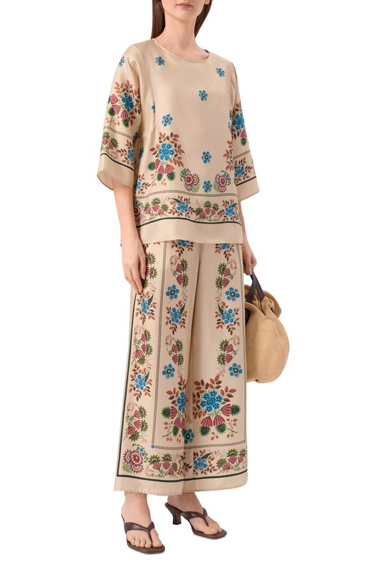 Шелковые брюки Weekend Max Mara WKDSNACK Бежевый  WKDSNACK Фото 2