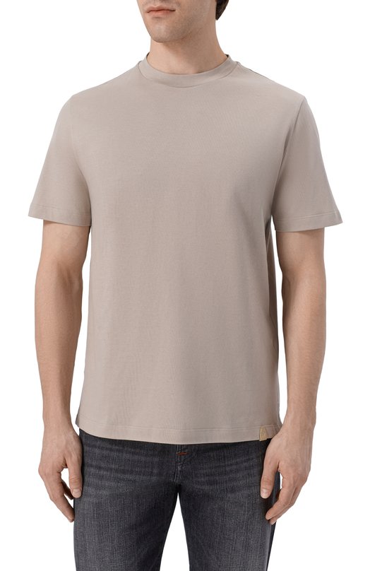 Хлопковая футболка Brioni UJSY0L/0D620 Бежевый  UJSY0L/0D620 Фото 3